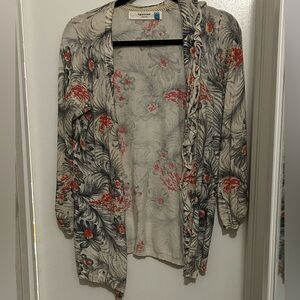 Sparrow Cream Cardigan with Red and Black Floral Accents